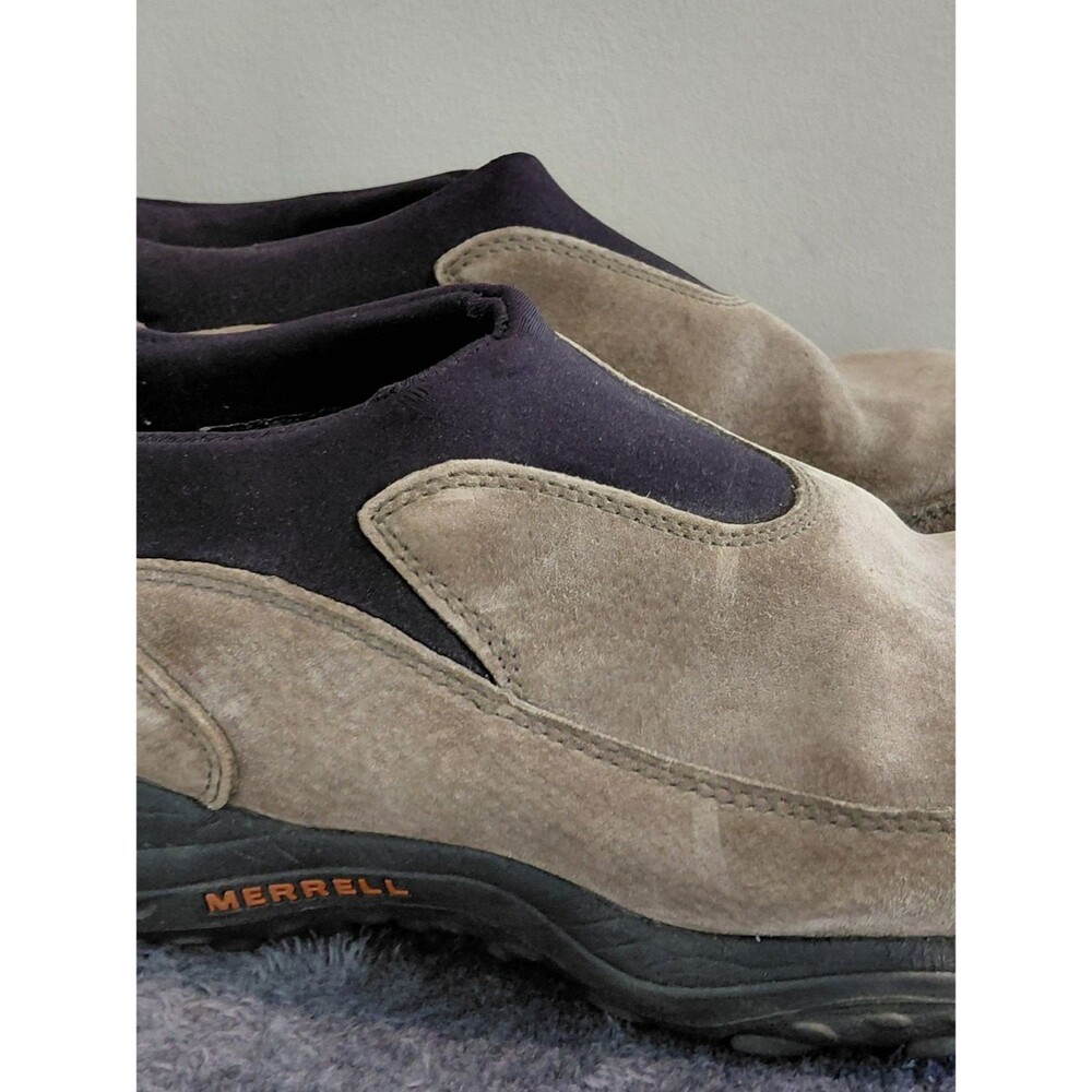 Merrell Men’s Slip-On Suede Casual Shoe in Taupe and Black